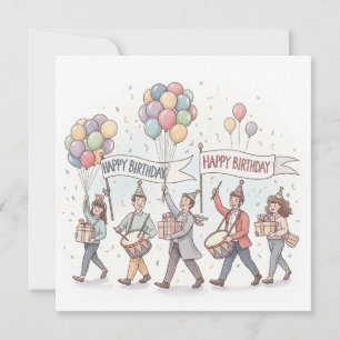 Whimsical Watercolor Birthday Parade for Kids Card