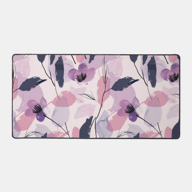 Whimsical Watercolor Blooms Desk Mat (Front)