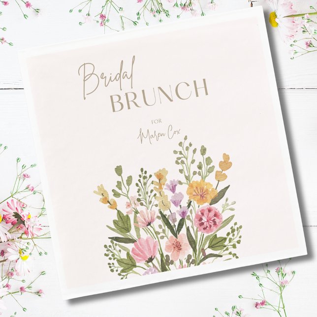 Whimsical Watercolor Bouquet Bridal Shower Brunch  Napkin (Whimsical Watercolor Bouquet Bridal Shower Brunch Napkins
)