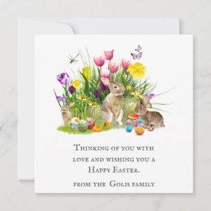 Whimsical Watercolor Bunny Collage Easter Holiday Card