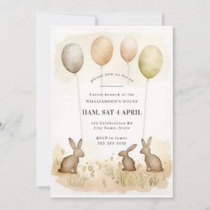 Whimsical Watercolor Bunny Easter Brunch Invitation