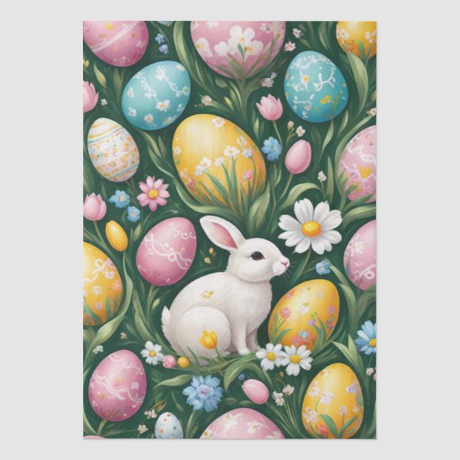 Whimsical Watercolor Bunny Easter Tissue Paper (Front)