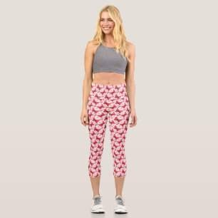 Whimsical Watercolor Butterfly and Cherry Pattern Capri Leggings