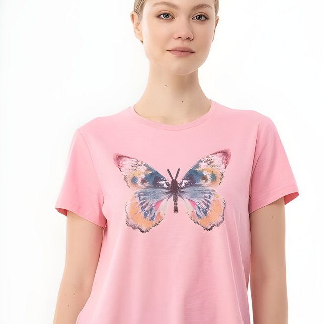 Whimsical Watercolor Butterfly Graphic Pastel Pink T-Shirt (Creator Uploaded)