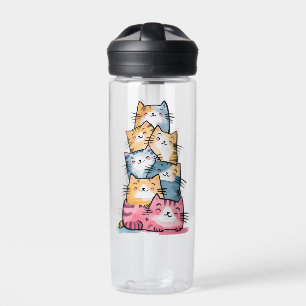 Whimsical Watercolor Cats Modern Water Bottle