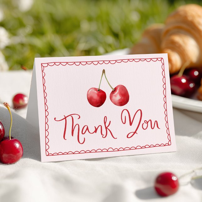 Whimsical Watercolor Cherry Baby Shower Thank You Card (Creator Uploaded)