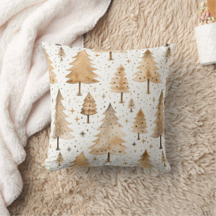 Whimsical Watercolor Christmas Trees Cushion