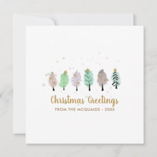 Whimsical Watercolor Christmas Trees Holiday Card