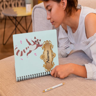 Whimsical Watercolor Dancing Raccoon" Artist Noteb Planner