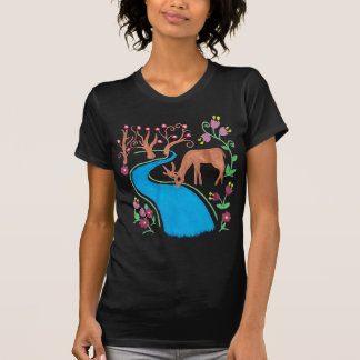 Whimsical Watercolor Deer by River T-Shirt