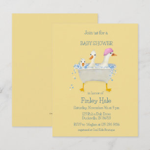 Whimsical Watercolor Ducks in Bathtub Baby Shower  Postcard