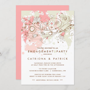 Whimsical Watercolor Engagement Party Invitation