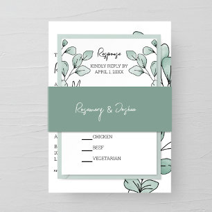 Whimsical Watercolor Eucalyptus Wedding Invitation Belly Band