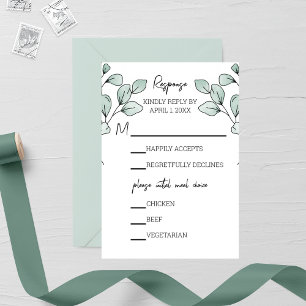 Whimsical Watercolor Eucalyptus Wedding RSVP Card