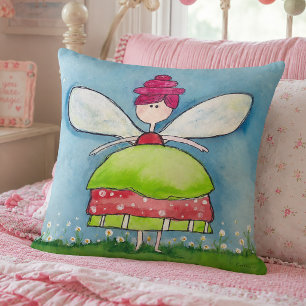 Whimsical Watercolor Fairy Cushion
