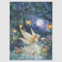 Whimsical Watercolor Fairy Garden Decoupage Paper