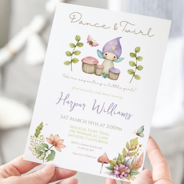 Whimsical Watercolor Fairy Mushrooms Soft Floral Invitation (Creator Uploaded)