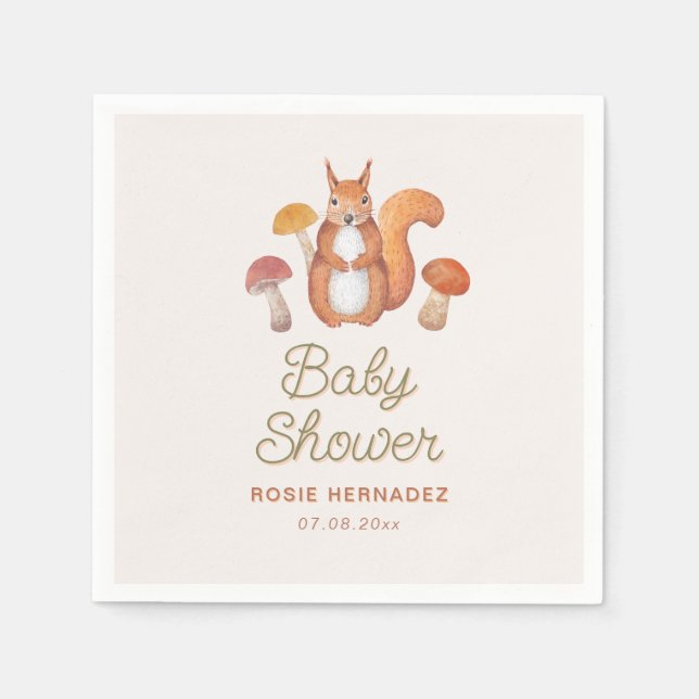 Whimsical Watercolor Fall Theme Baby Shower Napkin (Front)