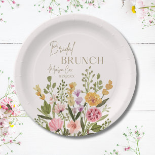Whimsical Watercolor Floral Bouquet Bridal Brunch Paper Plate