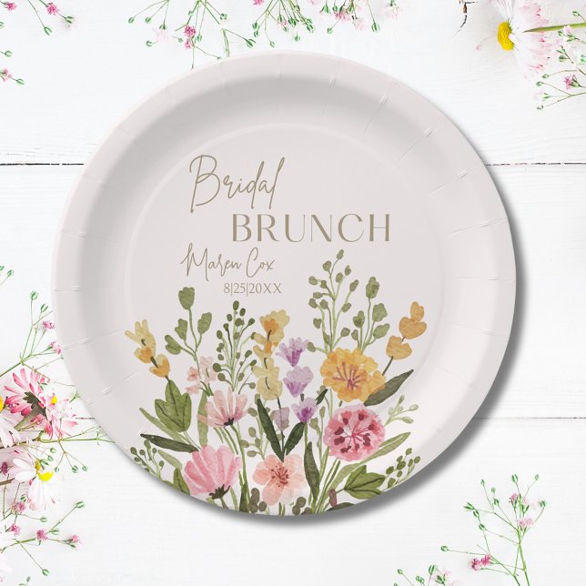 Whimsical Watercolor Floral Bouquet Bridal Brunch  Paper Plate (Whimsical Watercolor Floral Bouquet Bridal Brunch Paper Plates
)