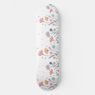 Whimsical Watercolor Floral Skateboard