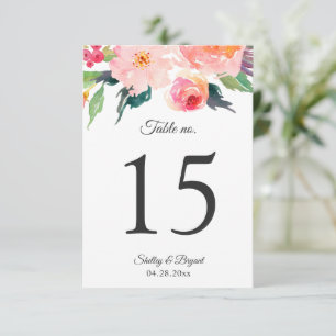 Whimsical Watercolor Floral Wedding Table Numbers