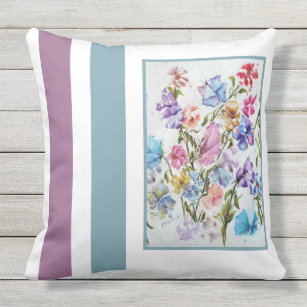Whimsical Watercolor Flowers and Butterflies Cushion