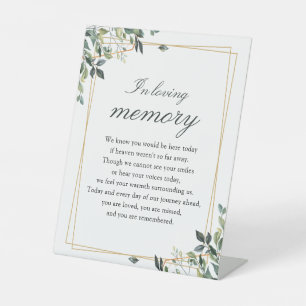 Whimsical Watercolor Foliage In Loving Memory Pedestal Sign