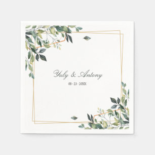 Whimsical Watercolor Foliage Table Dining Paper Napkin