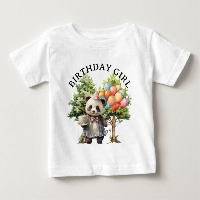 Whimsical Watercolor Forest Birthday Baby T-Shirt (Front)