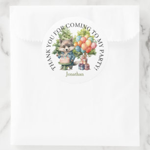 Whimsical Watercolor Forest Birthday Classic Round Sticker