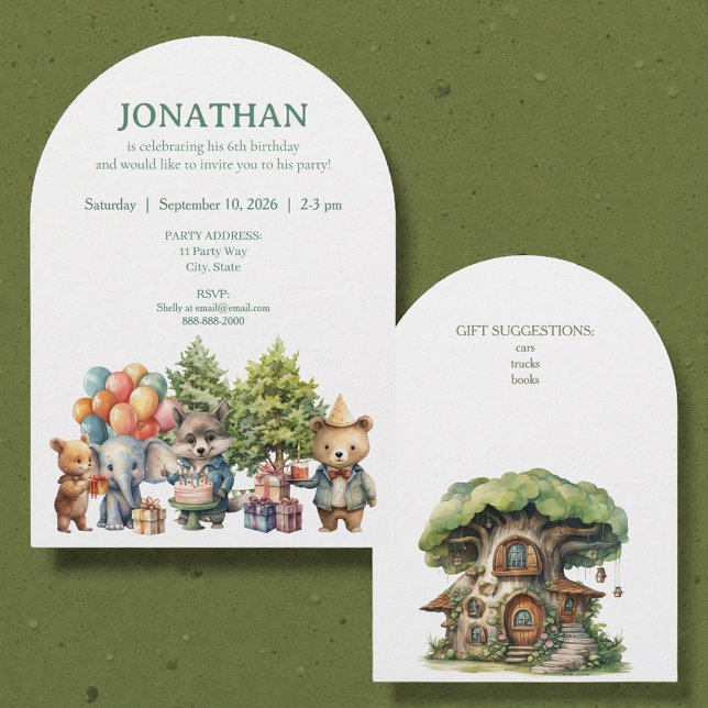 Whimsical Watercolor Forest Birthday Invitation (Creator Uploaded)