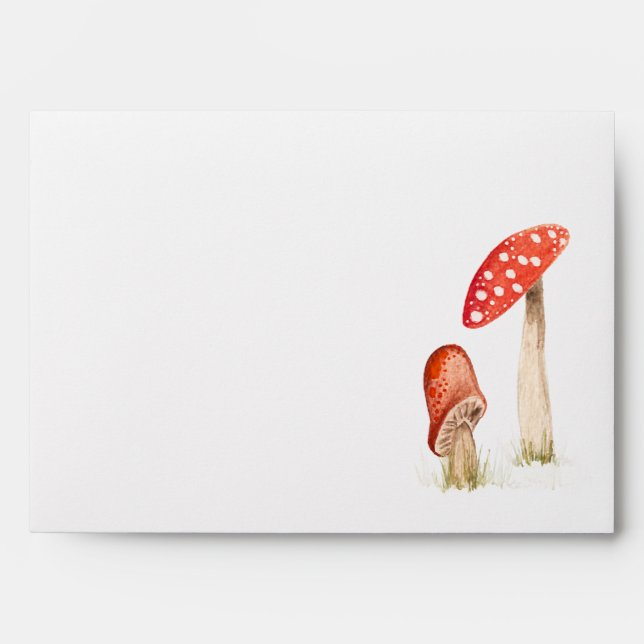 Whimsical Watercolor Forest Mushrooms Envelope (Front)