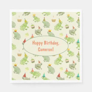 Whimsical Watercolor Frog Birthday Party Napkin