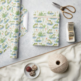 Whimsical Watercolor Frog Wrapping Paper