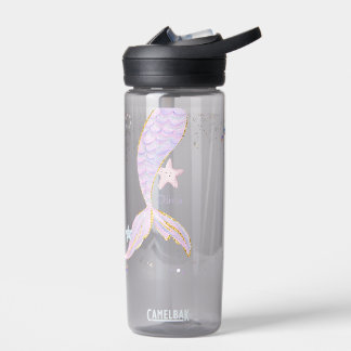 Whimsical Watercolor Glitter Mermaid Tail Water Bottle