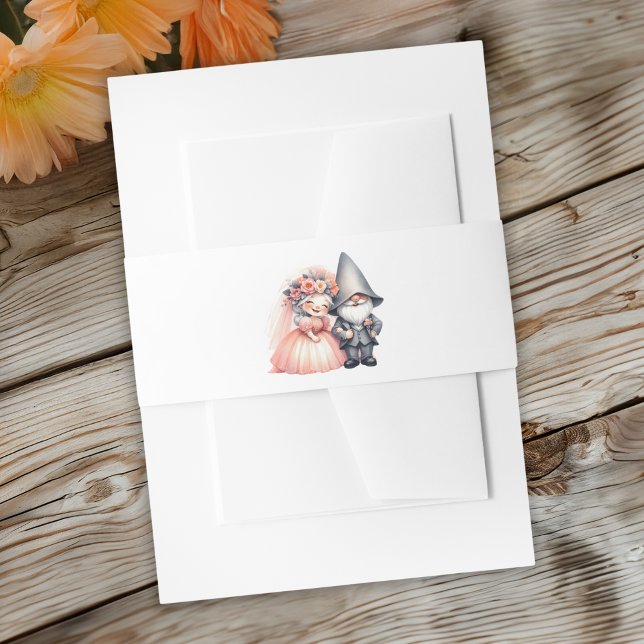 Whimsical Watercolor Gnome Wedding Wrap Rustic Invitation Belly Band (Creator Uploaded)