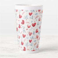 Whimsical Watercolor Hearts and Leaves Pattern