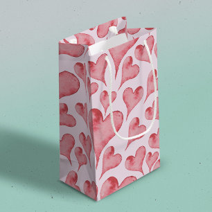 Whimsical Watercolor Hearts Valentine's Day Small Gift Bag