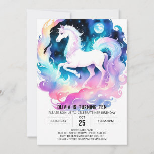 Whimsical Watercolor Horse Birthday Invitation