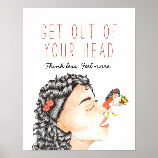 Whimsical Watercolor Inspirational Anxiety Quote Poster (Front)