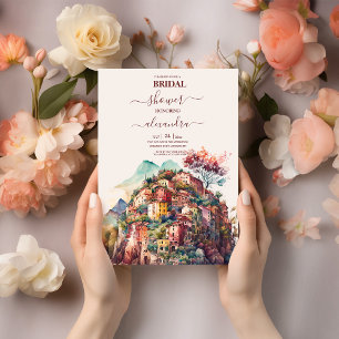 Whimsical Watercolor Italian Destination Bridal Invitation