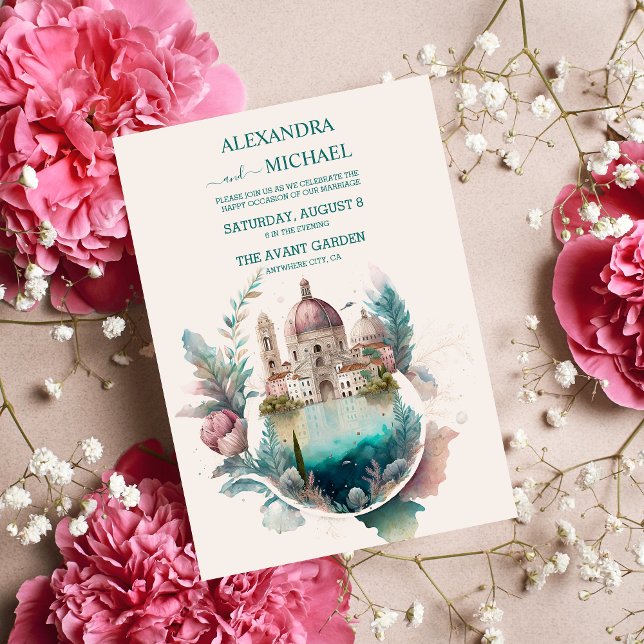 Whimsical Watercolor Italian Destination Invitation (Creator Uploaded)