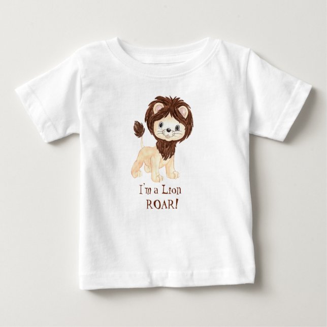 Whimsical Watercolor Lion Baby T-Shirt (Front)