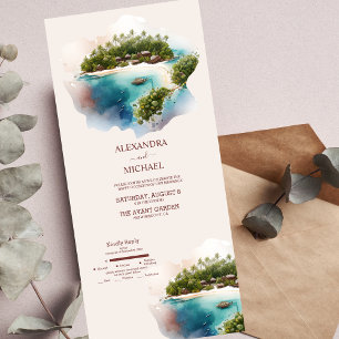 Whimsical Watercolor Maldives Destination Wedding  All In One Invitation