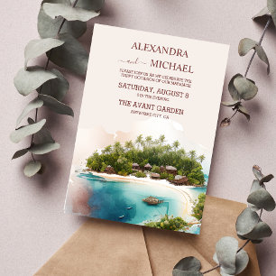Whimsical Watercolor Maldives Destination Wedding  Invitation