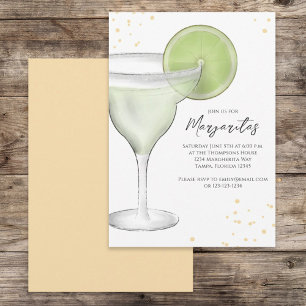Whimsical Watercolor Margarita Lime Calligraphy  Invitation