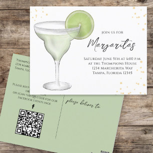 Whimsical Watercolor Margarita QR Code Facebook Postcard