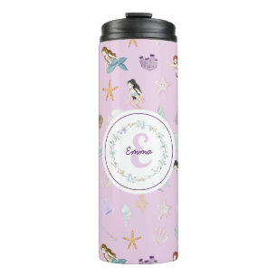 Whimsical Watercolor Mermaids Monogram Thermal Tumbler