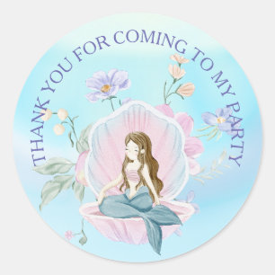 Whimsical Watercolor Mermaids Under the Sea Classic Round Sticker